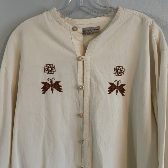 Alejandro Julian Ecru Cotton Button Down Shirtt Size L - Picture 2 of 13